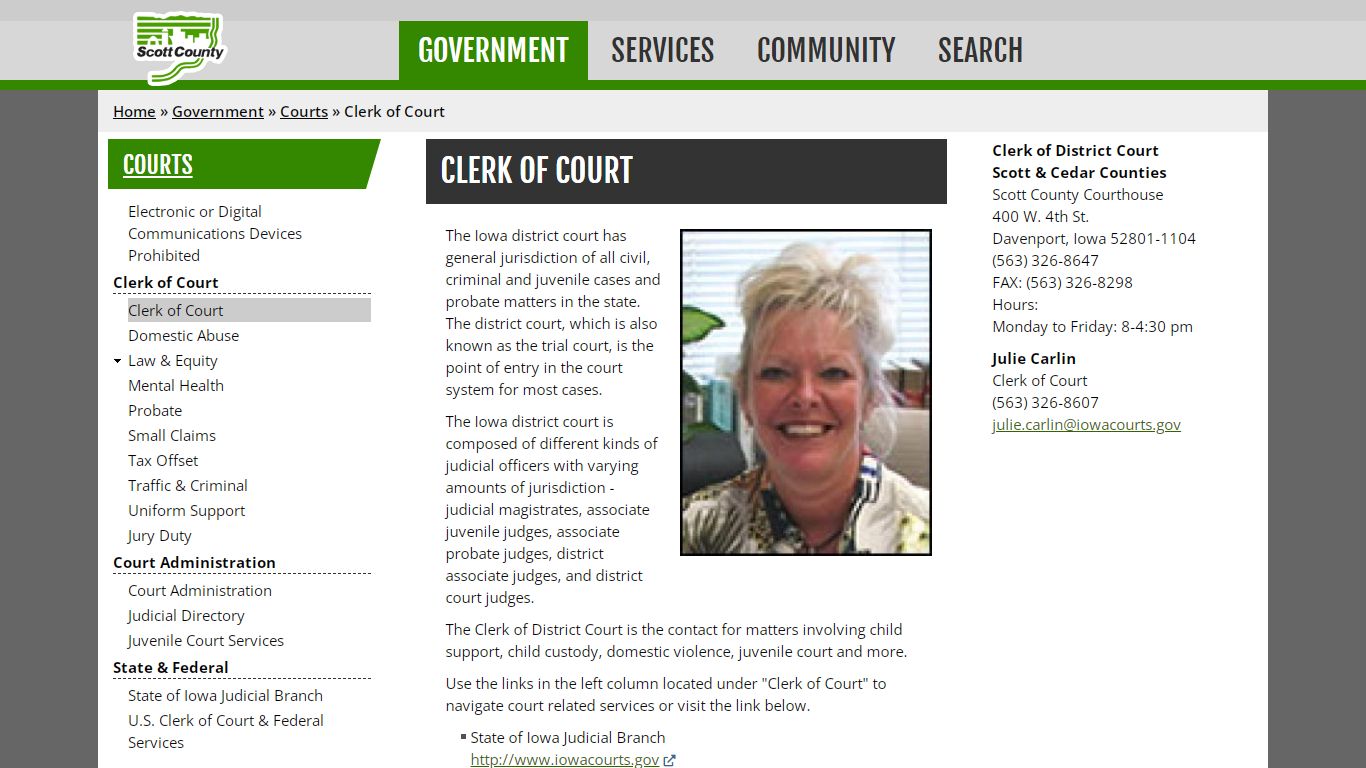 Clerk of Court | Scott County, Iowa